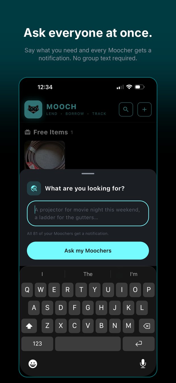 Ask everyone at once with Looking For - Mooch App